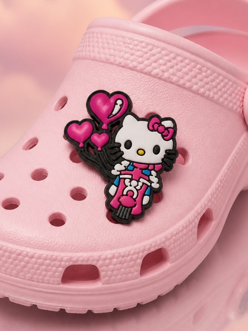 Hello Kitty Motorcycle Heart Balloons Croc Shoe Charm Kawaii Biker Girl Moto